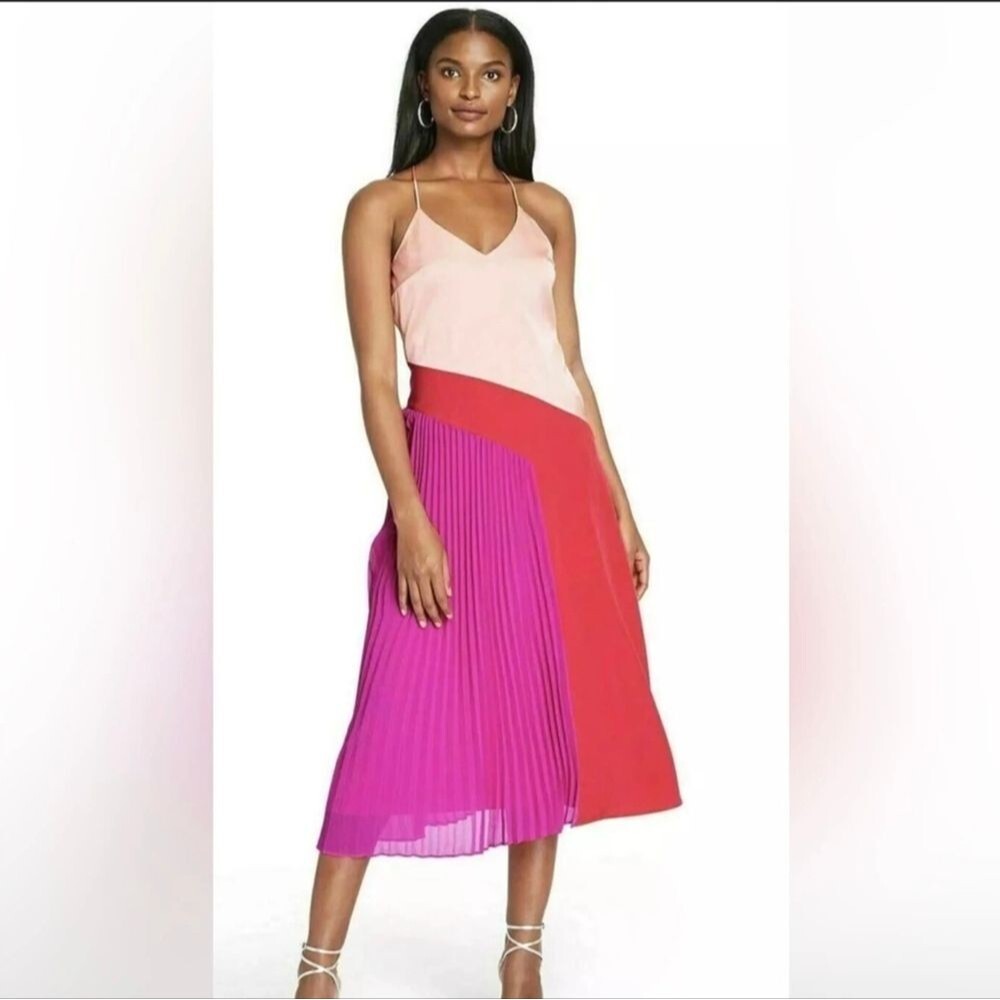 Cushnie et Ochs Target Collaboration Pink Red Pleated Midi Dress Size 0